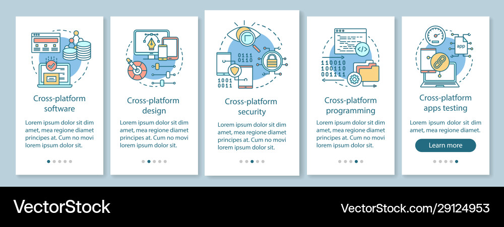Cross platform onboarding mobile app page screen Cross platform onboarding mobile app page screen vector image