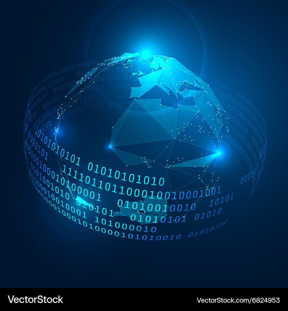 Digital Globe with Binary Ring vector image