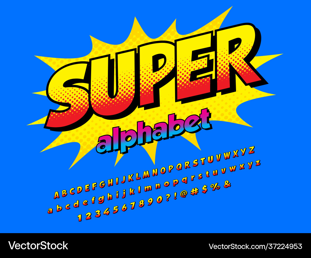Dynamic Pop Art Font Set vector image
