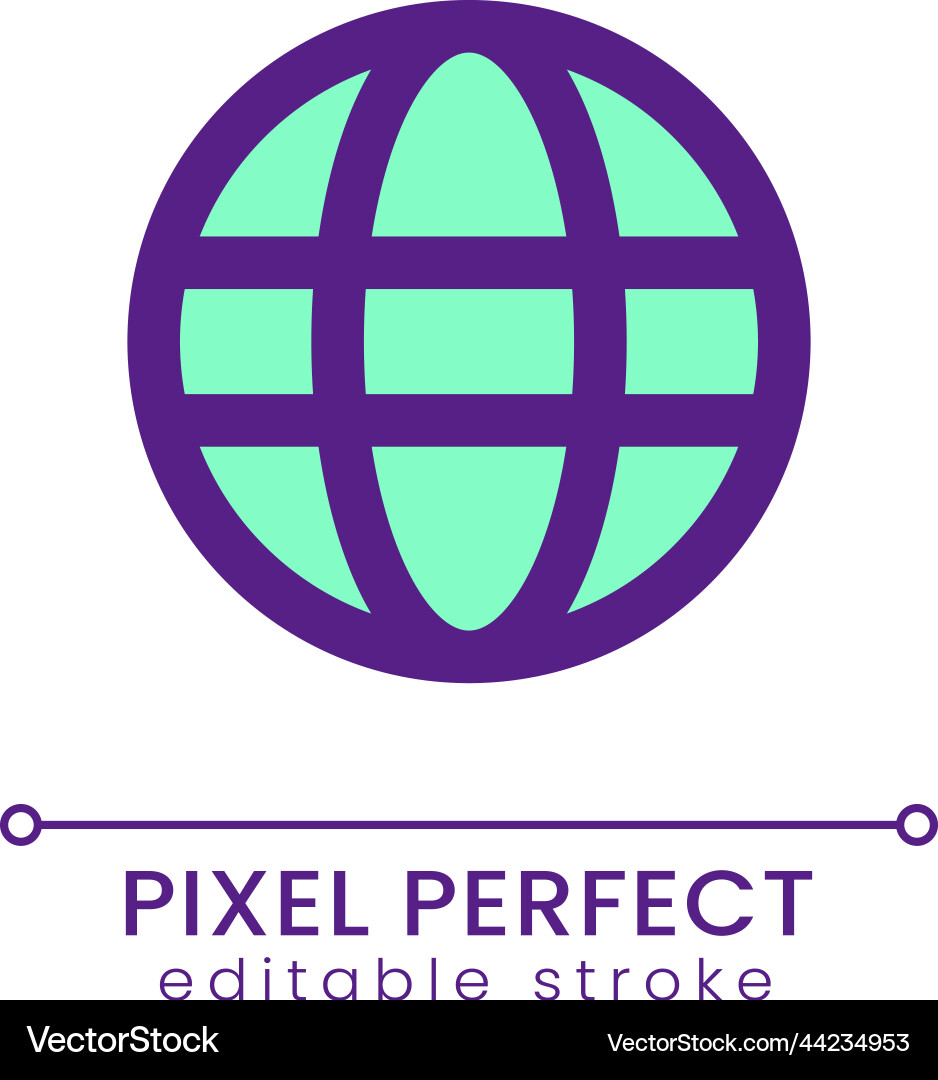 Globe pixel perfect rgb color ui icon Globe pixel perfect rgb color ui icon Vector Image