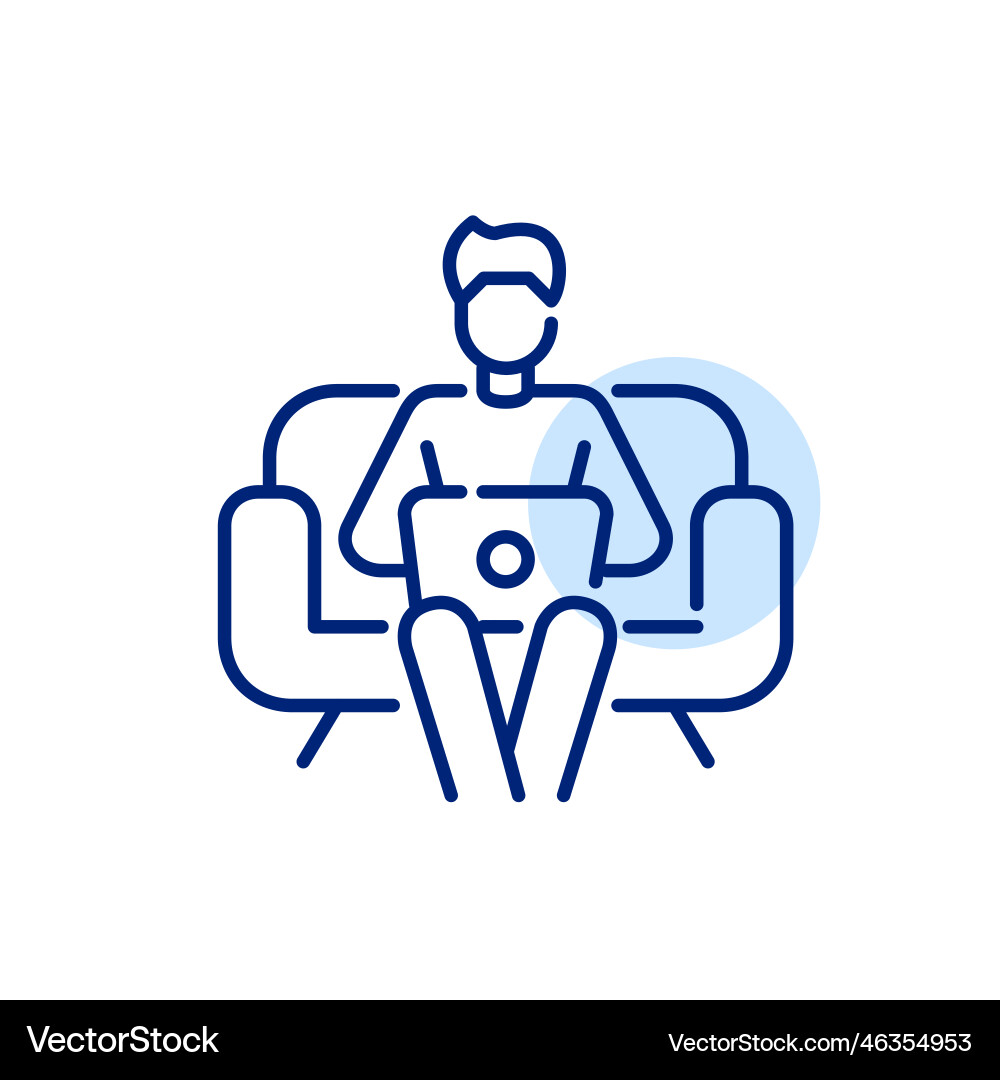 Guy sitting on a sofa with computer working Vector Image