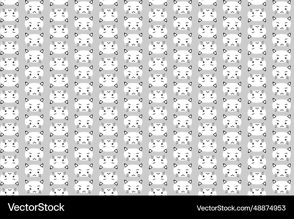 Head of white cat pattern on grey background Head of white cat pattern on grey background vector image