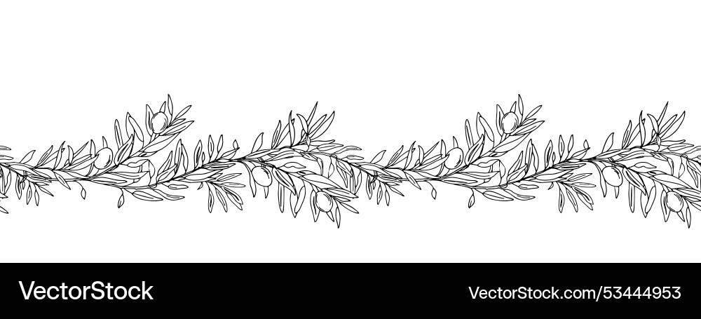 Horizontal olive branch seamless border pattern Horizontal olive branch seamless border pattern Vector Image