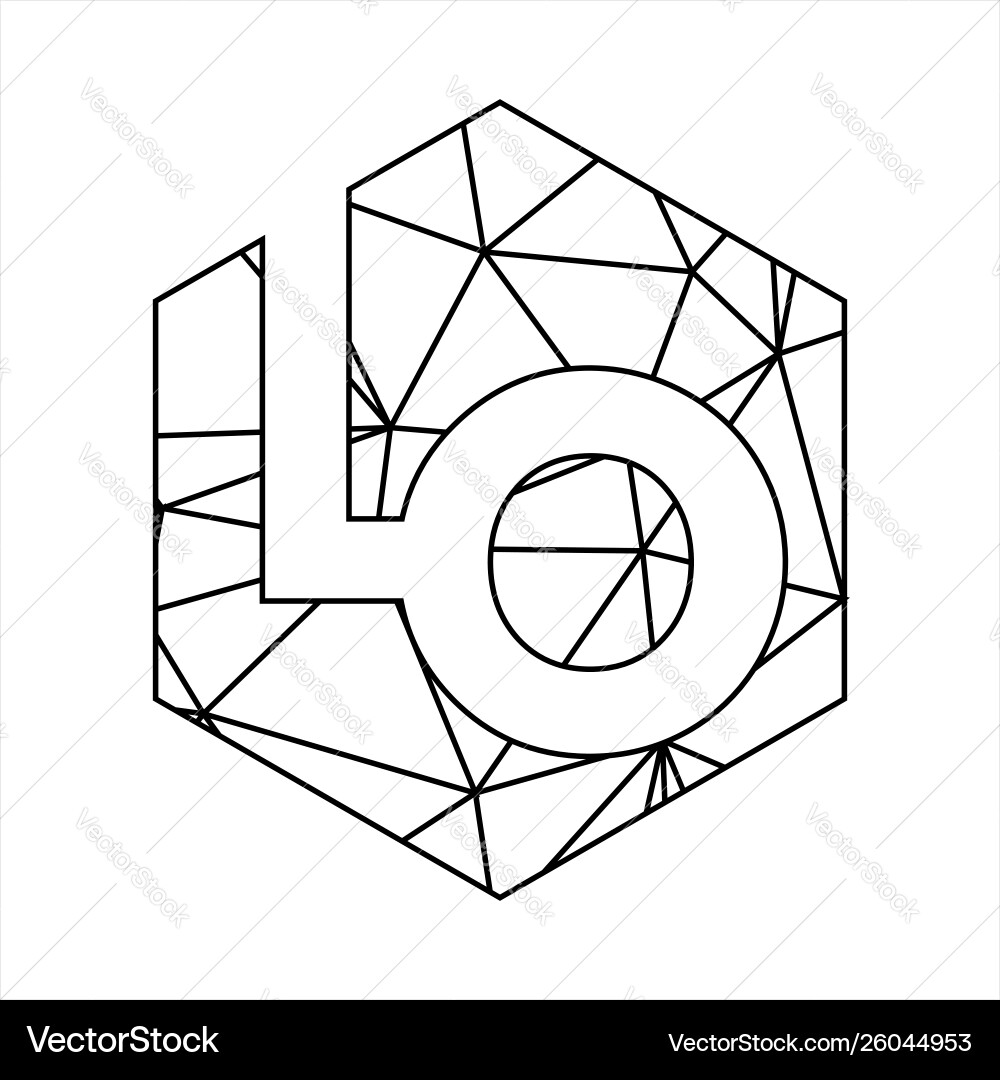 Lo geometric triangle block chain font vector image