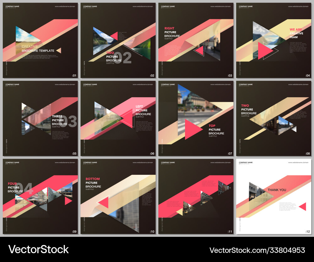 Minimal brochure templates with colorful triangles Minimal brochure templates with colorful triangles vector image