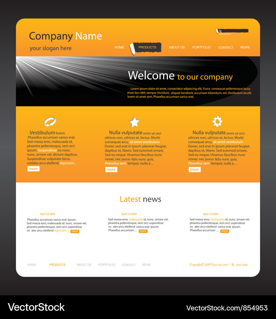 Modern Website Template - Glossy Background vector image