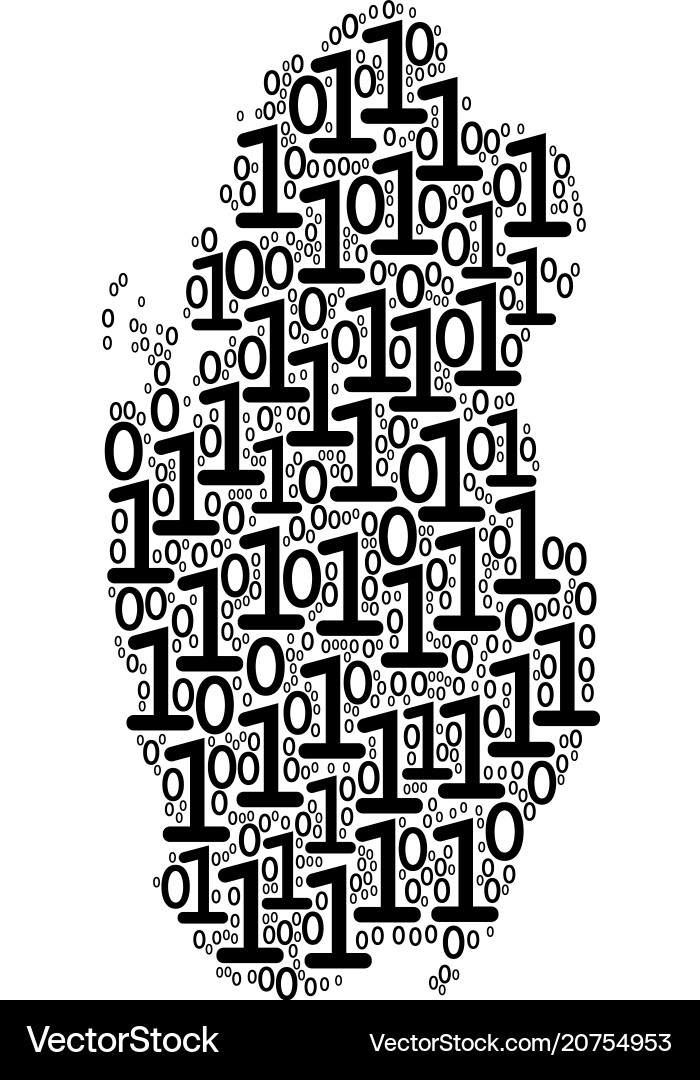 Qatar map composition of binary digits Vector Image