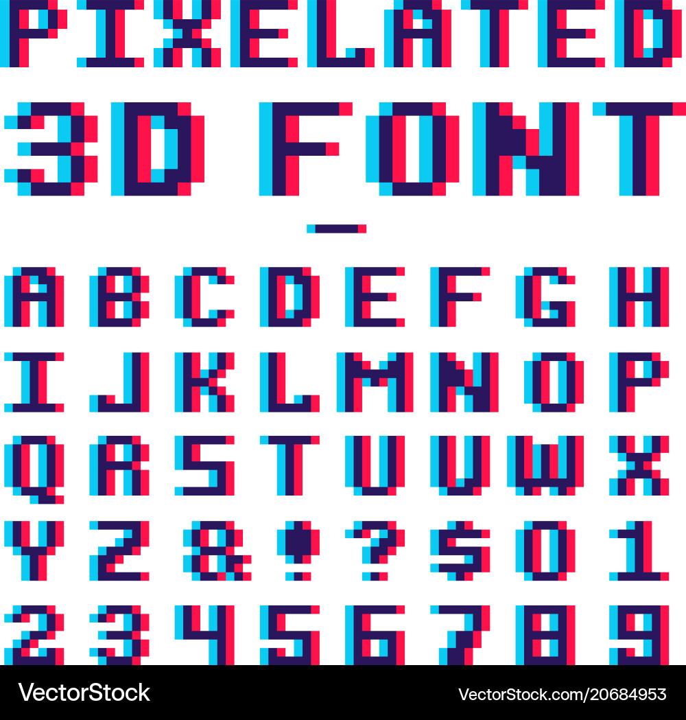 Retro Pixel 8-Bit Font Art vector image