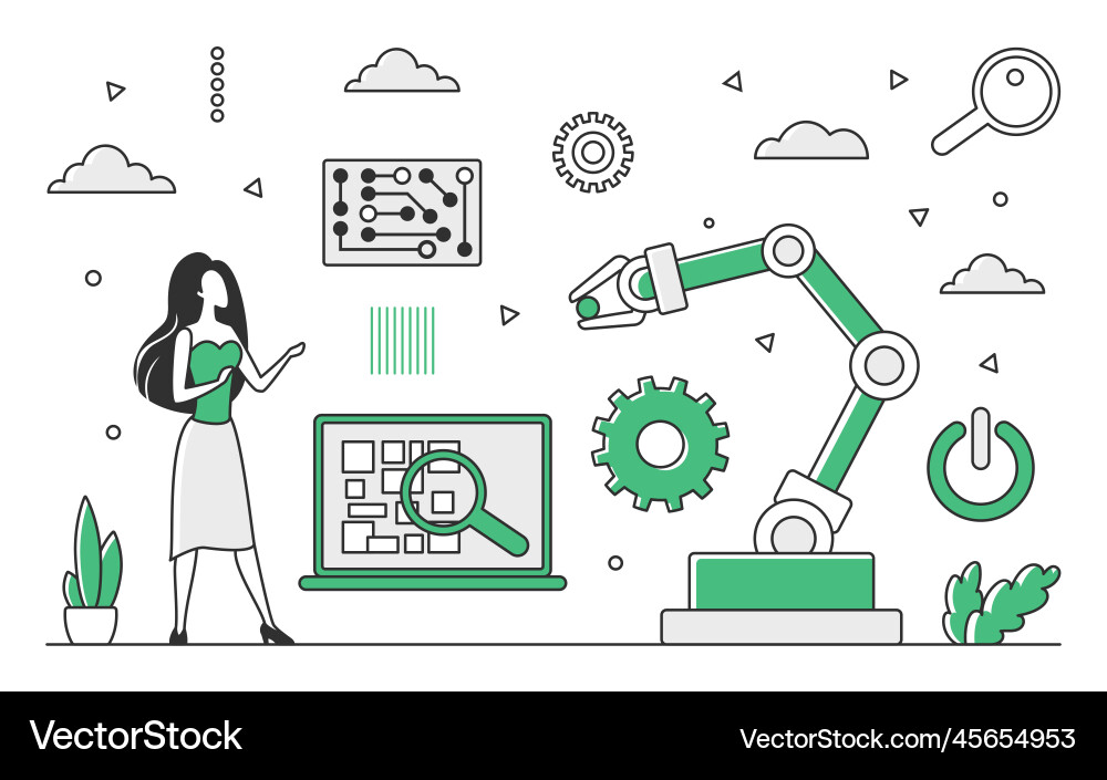 Roboterprogrammiersteuerung Roboterprogrammiersteuerung vektorbild
