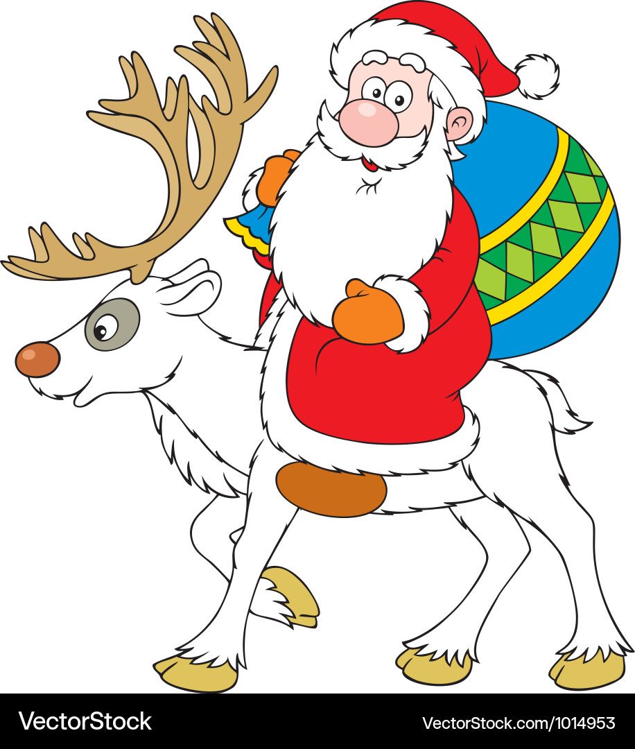 Santa Claus on Reindeer Vector Image