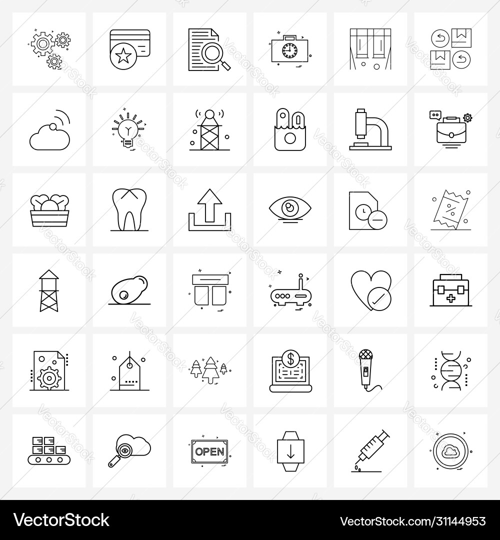Set 36 simple line icons for web and print vector image