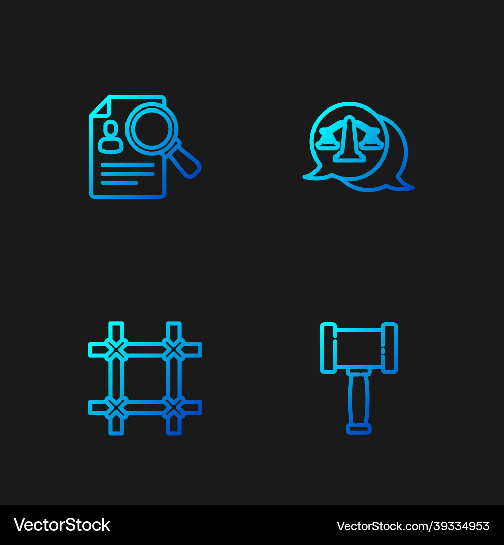 Set line judge gavel prison window paper Set line judge gavel prison window paper vector image