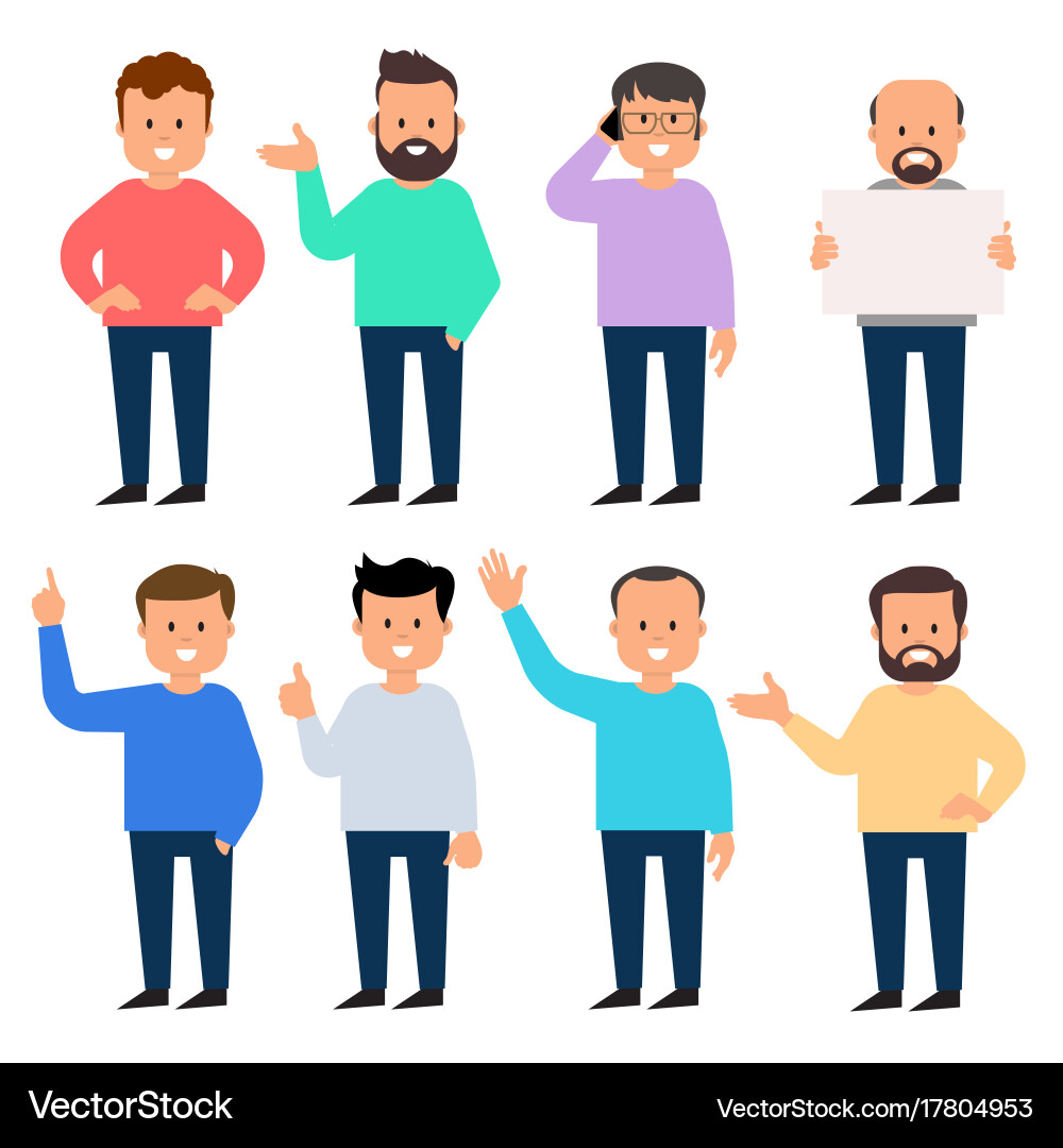 Set of a guys in different poses vector image