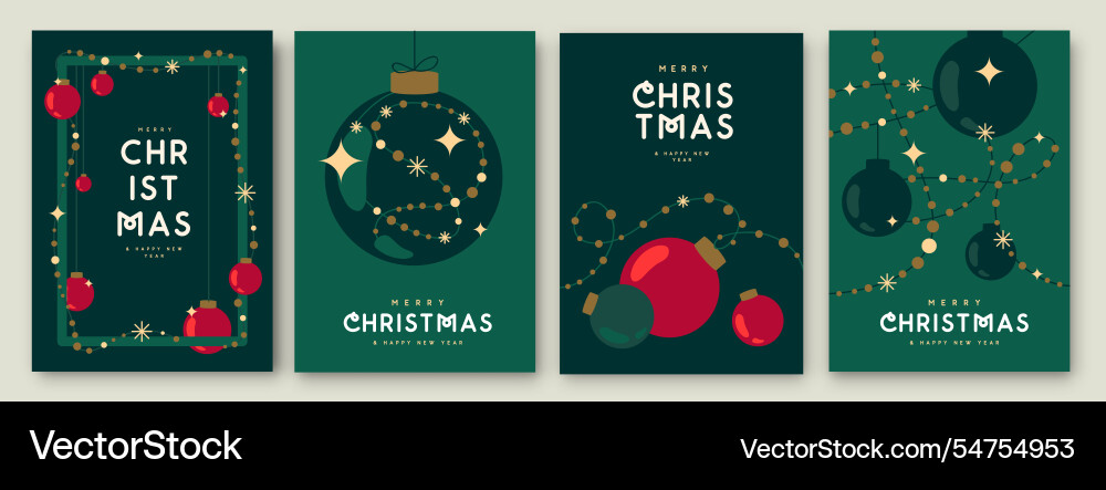 Set of merry christmas and happy new year cards Set of merry christmas and happy new year cards vector image