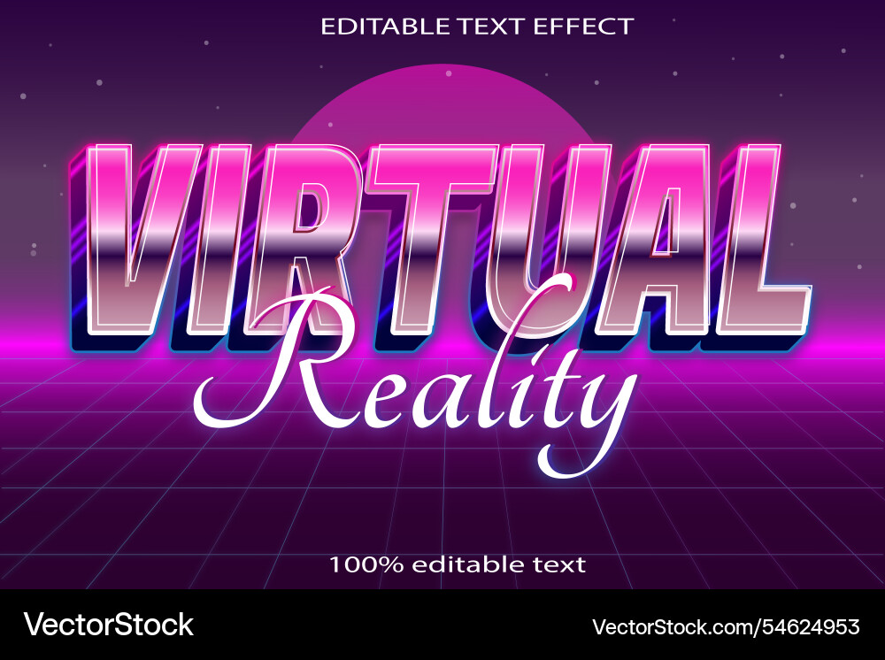Virtual reality editable text effect 3d emboss vector image