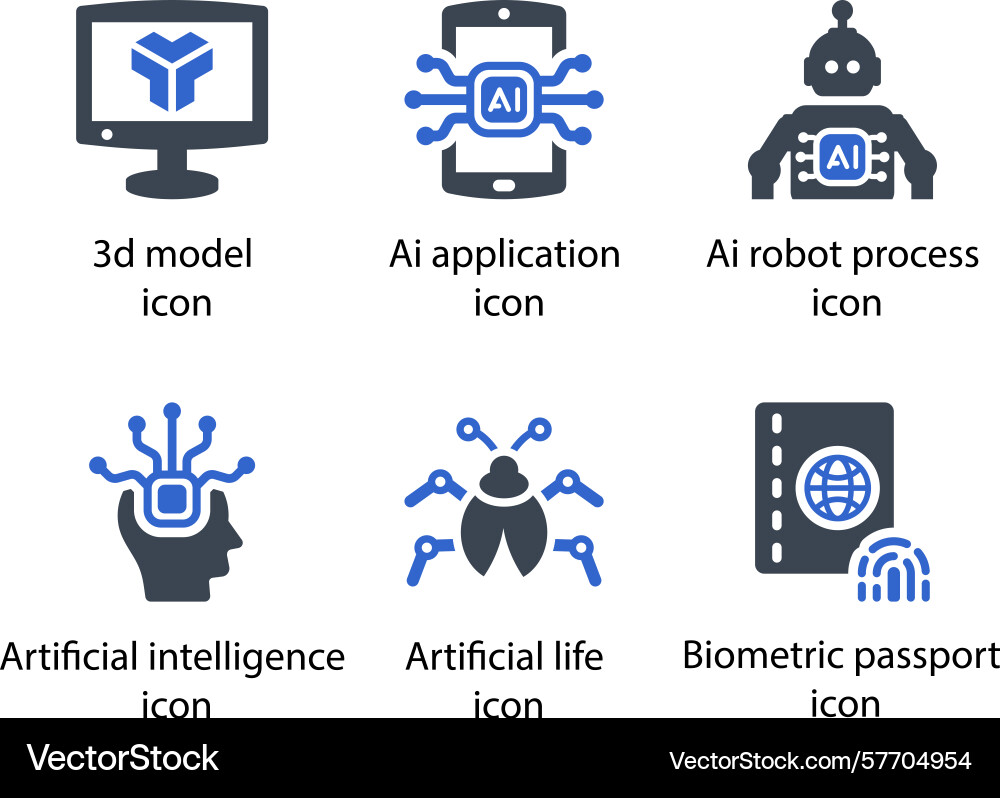 3d model ai application robot process Vector Image
