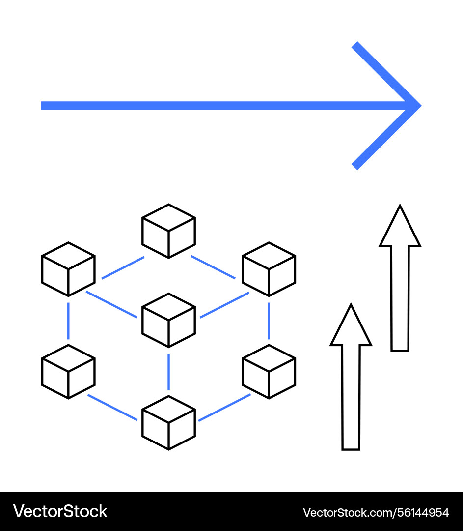 Blockchain network with interconnected blocks Blockchain network with interconnected blocks vector image