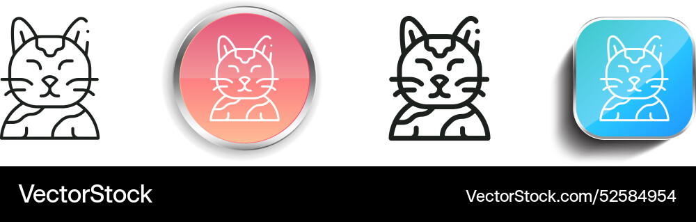 Cat icon thin linear regular and button style vector image