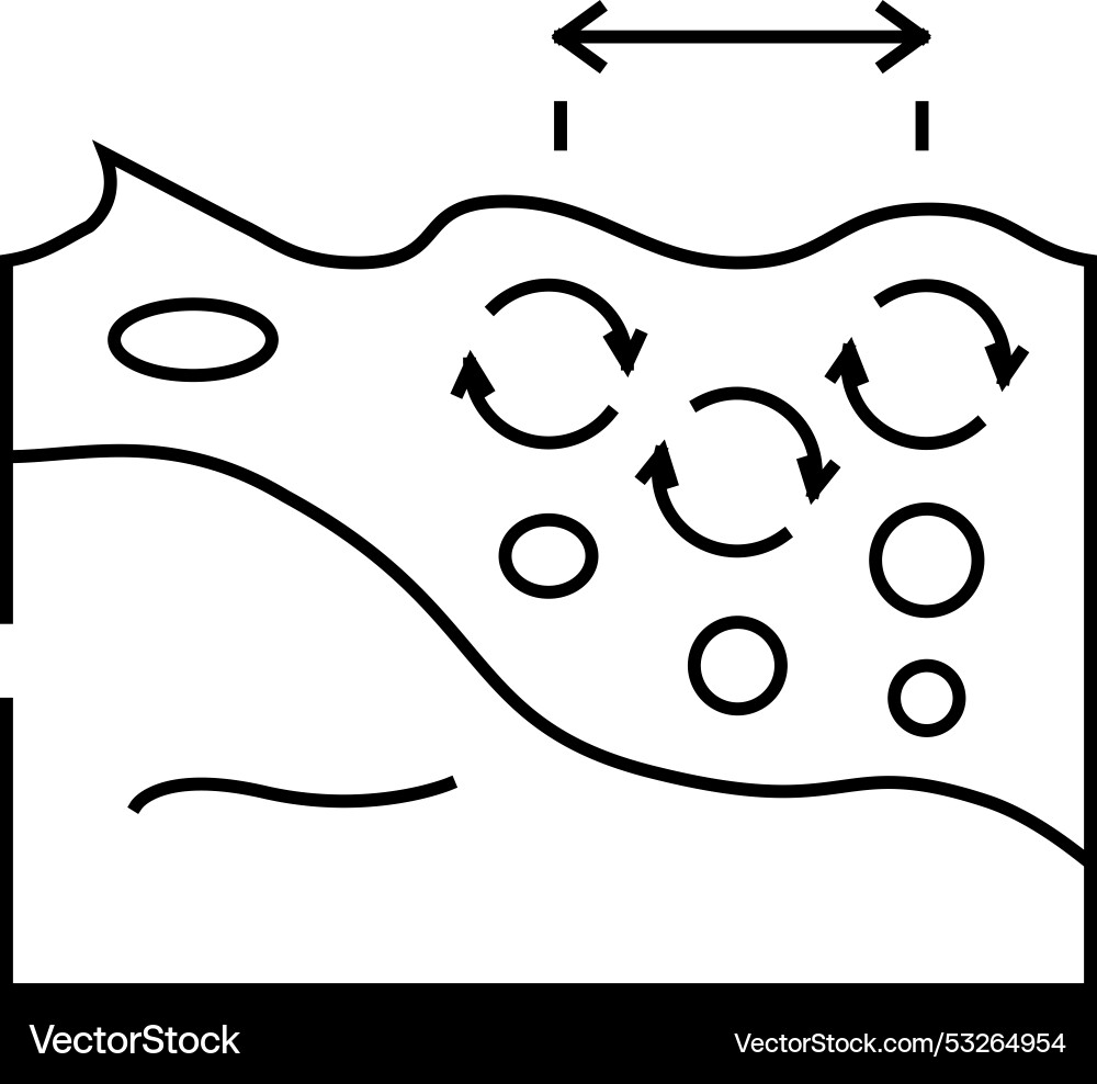 Current generator tidal power line icon vector image