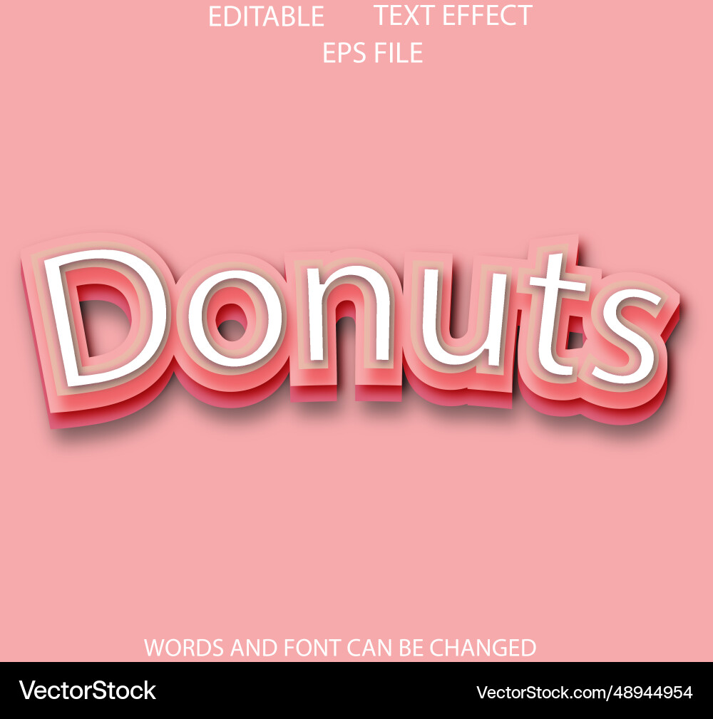 Donut text effect 3d design editable Donut text effect 3d design editable vector image