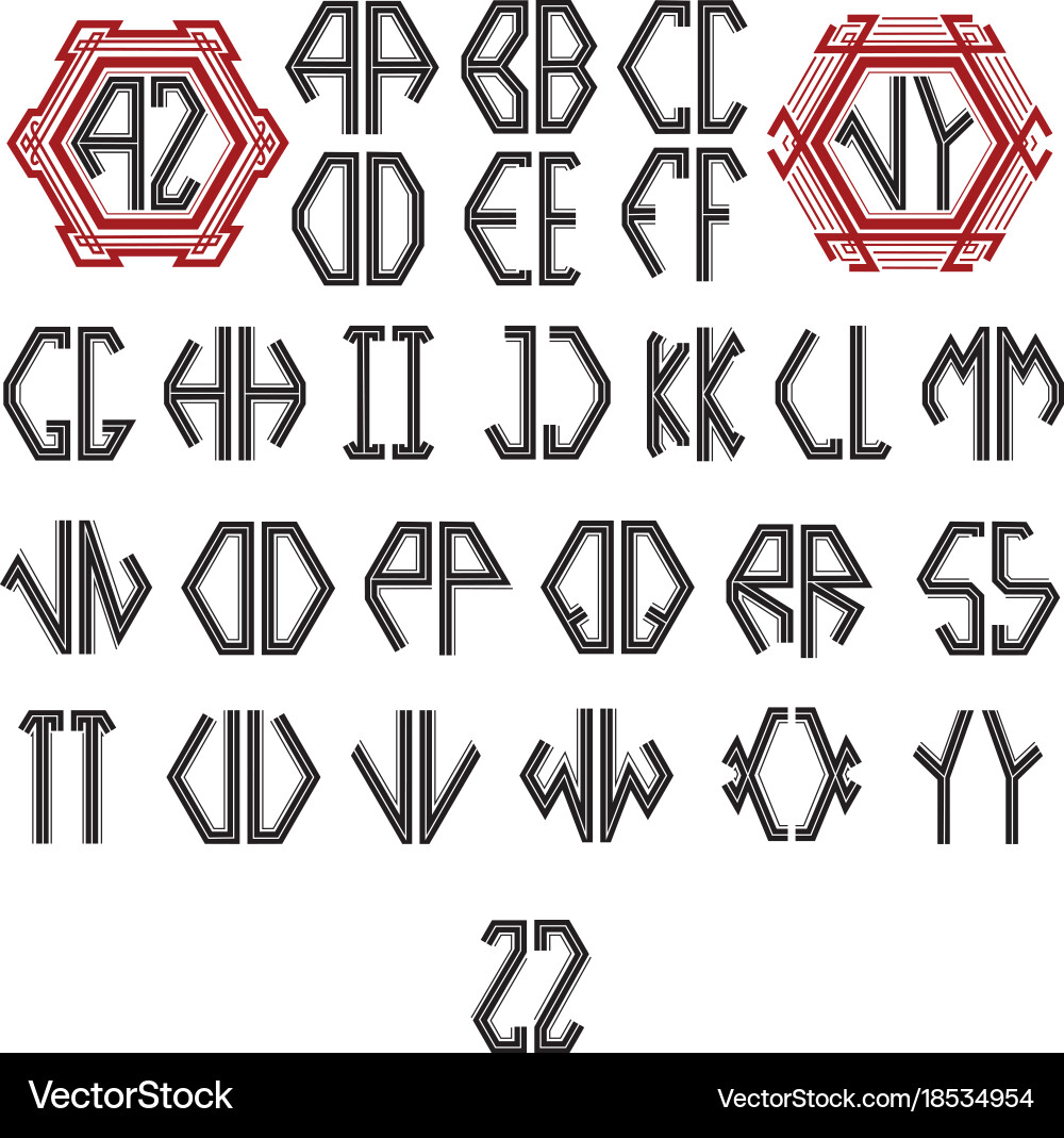 English font with monogram vector image