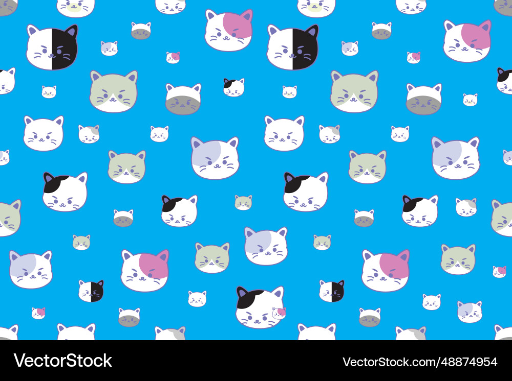 Head of cat pattern on blue background Vector Image