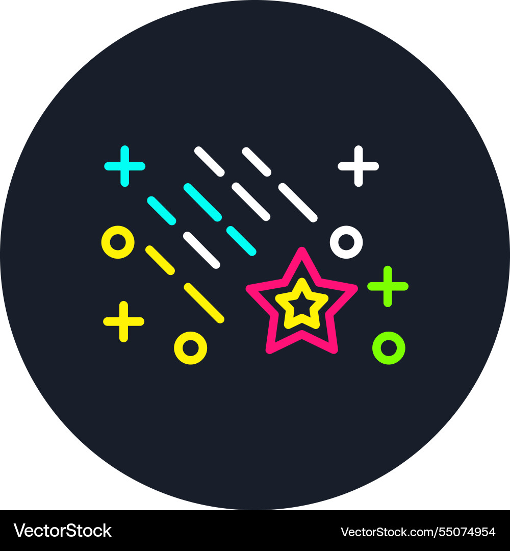 Meteor shower line multi color icon Vector Image