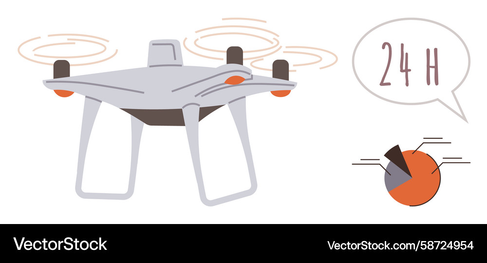 Quadcopter with propellers rotating and 24-hour Vector Image