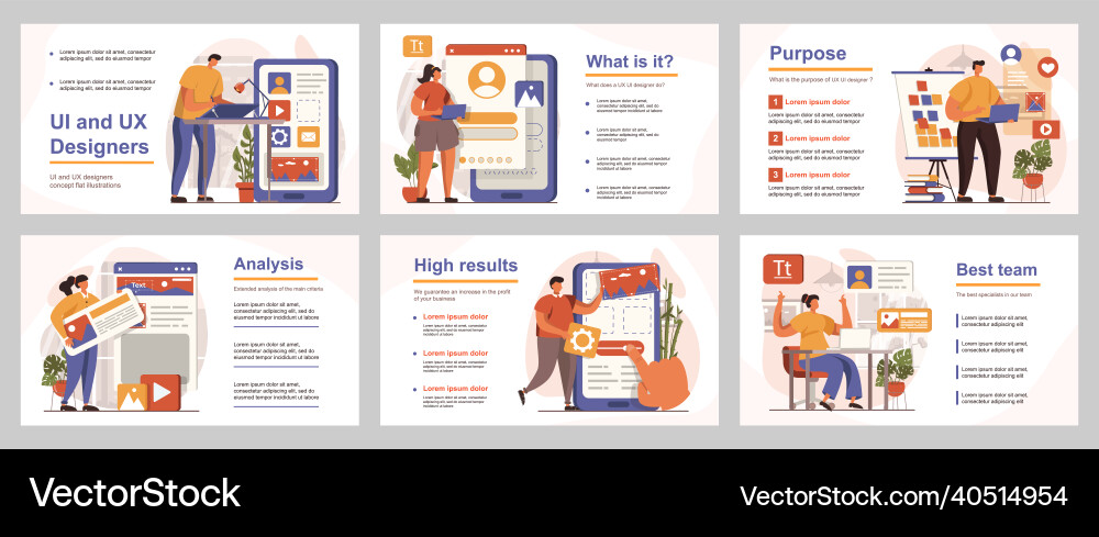 Ui and ux designers concept for presentation slide Ui and ux designers concept for presentation slide vector image