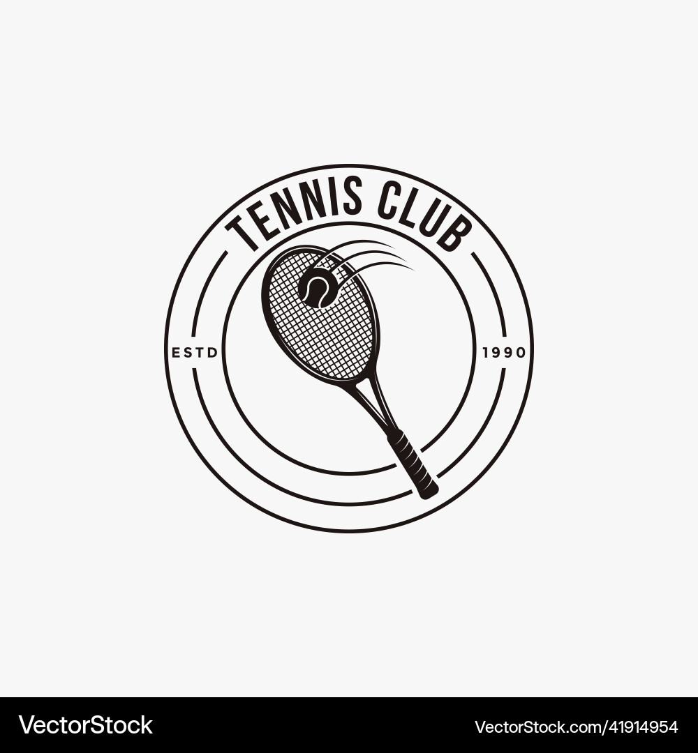 Vintage Tennis Club Logo Vector Image