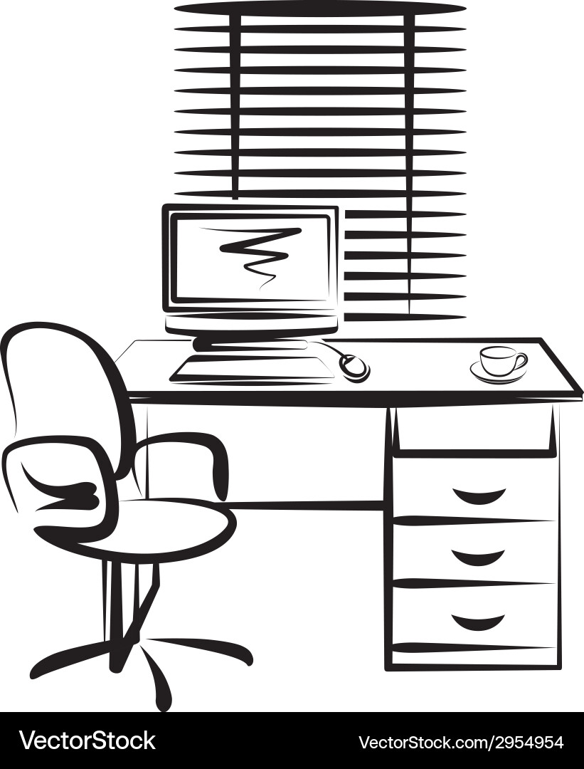 With office work place Royalty Free Vector Image