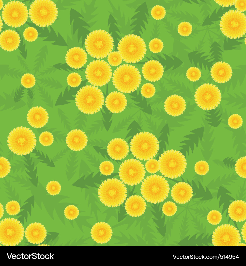 Yellow dandelion seamless pattern Vector Image