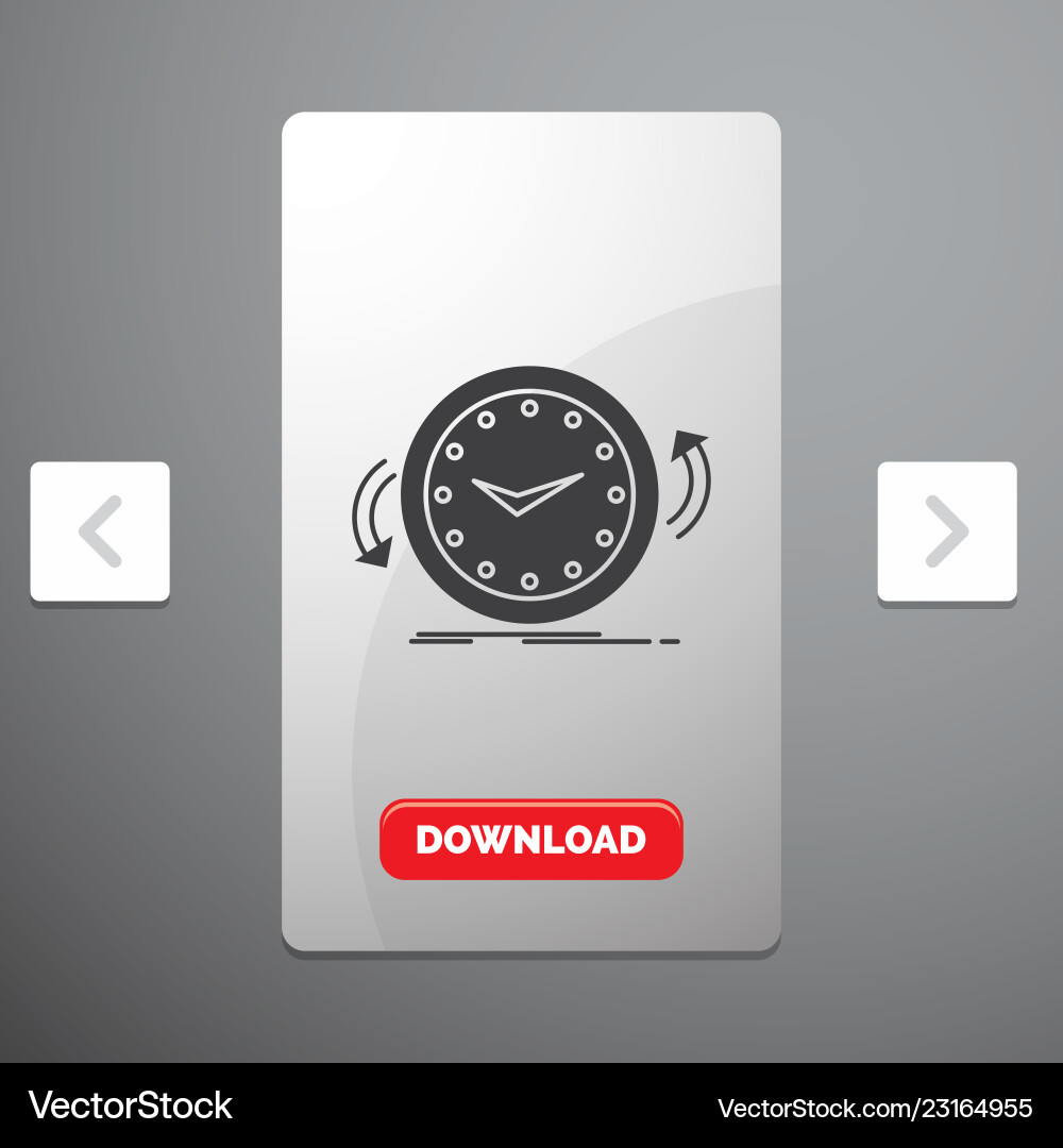Backup clock clockwise counter time glyph icon Backup clock clockwise counter time glyph icon vector image