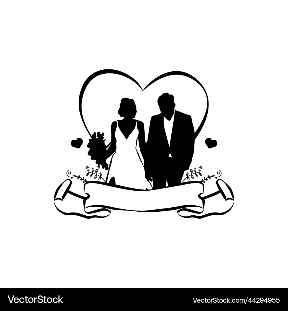 Braut und Bräutigam Silhouette Hochzeit Clipart Design Braut und Bräutigam Silhouette Hochzeit Clipart Design vektorbild