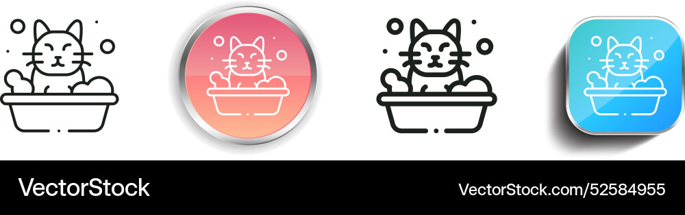 Cat icon thin linear regular and button style vector image