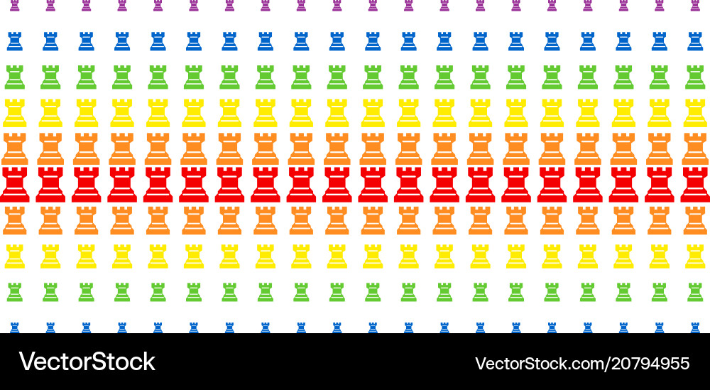 Chess tower shape halftone spectrum array vector image