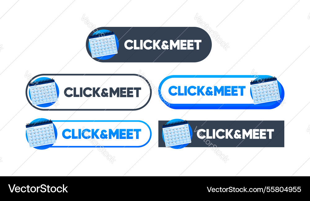 Click and meet concept with calendar button Click and meet concept with calendar button vector image