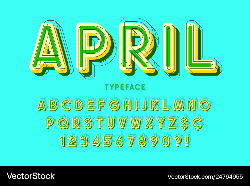 Comical linear font design colorful alphabet Comical linear font design colorful alphabet vector image