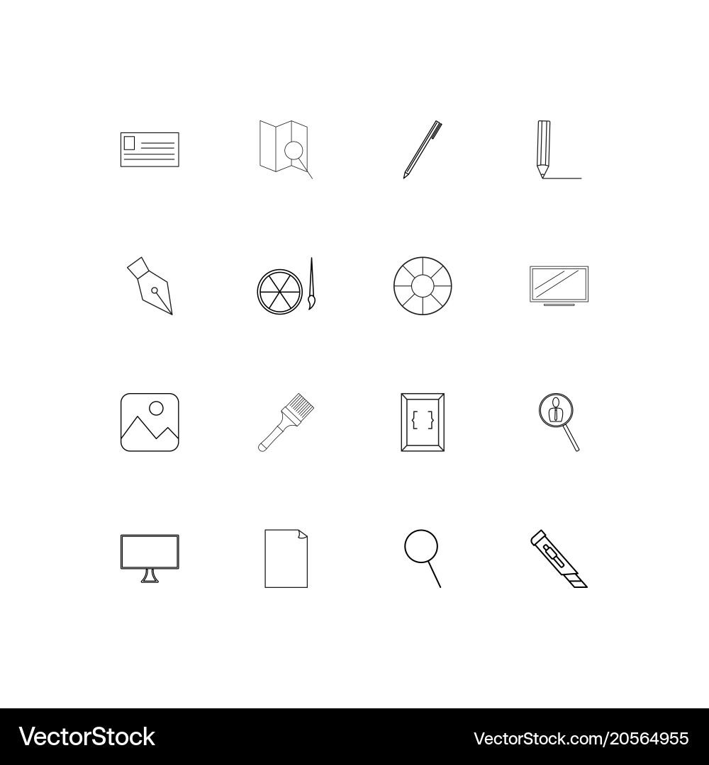Creative process and design simple linear icons vector image