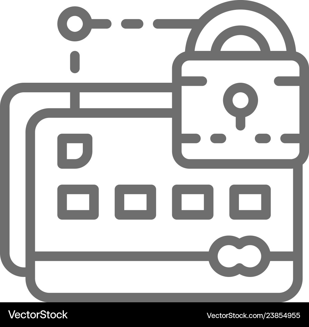 Credit card with lock web security line icon Credit card with lock web security line icon vector image