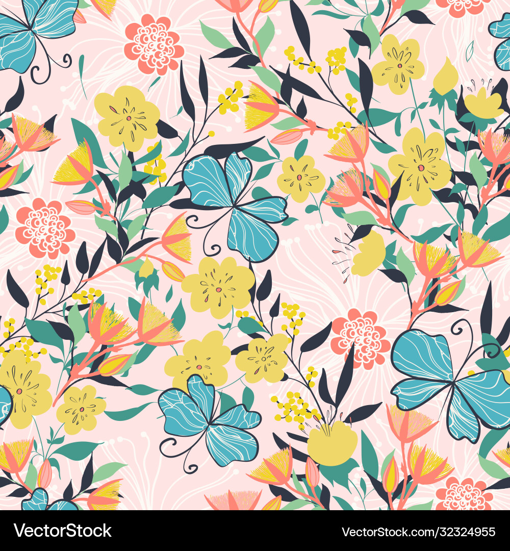 Floral Seamless Pattern - Vintage Romance Vector Image