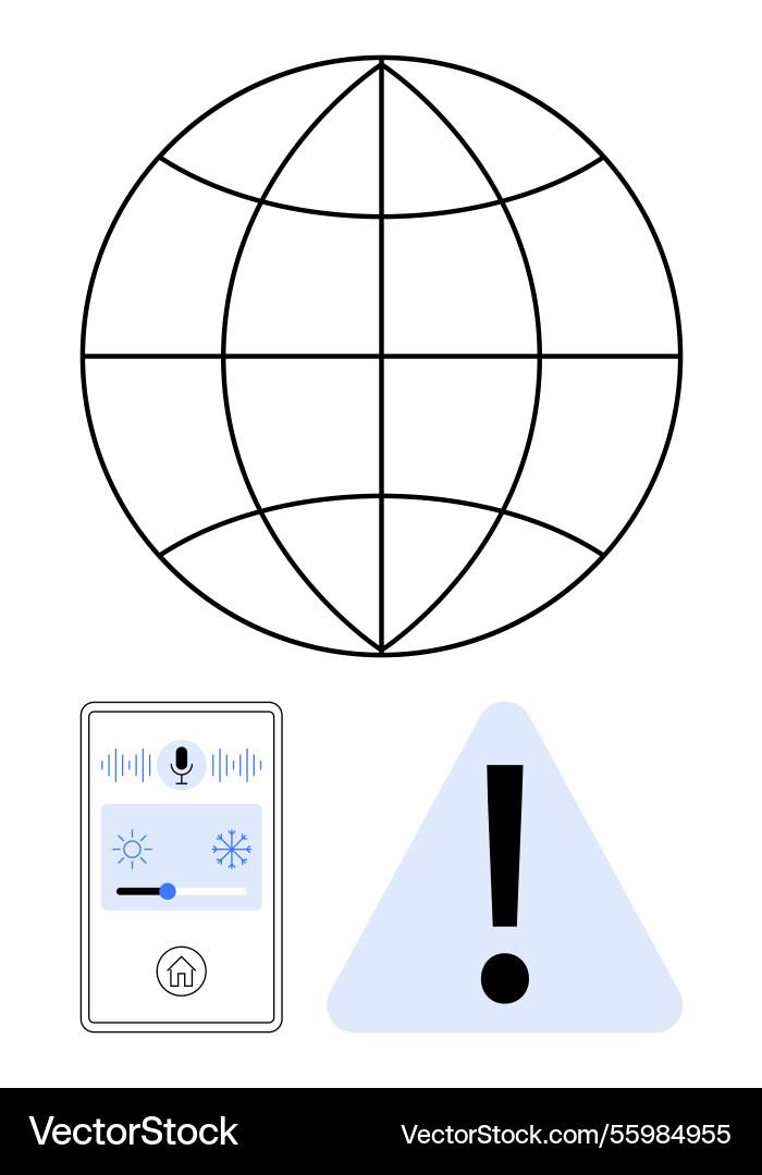 Global network with microphone interface and alert Global network with microphone interface and alert vector image