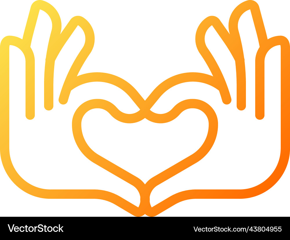 Hands heart gesture pixel perfect gradient linear Hands heart gesture pixel perfect gradient linear vector image