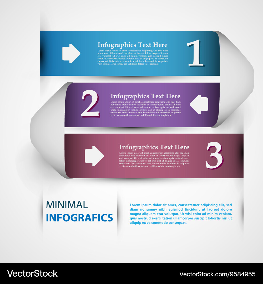 One two three - paper progress steps Vector Image
