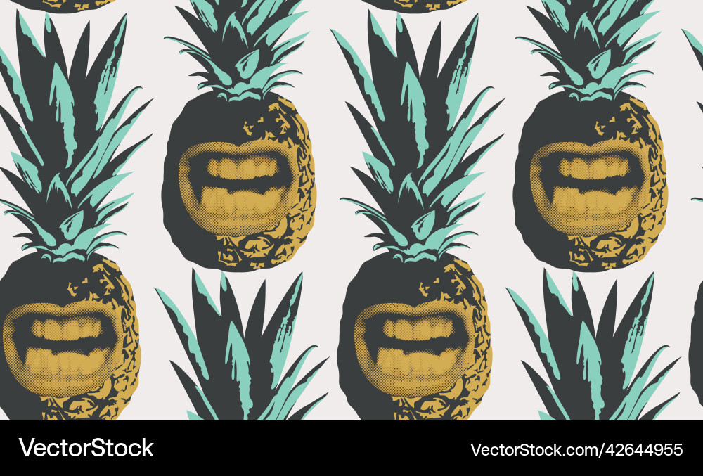 Seamless pattern of big smiling pineapples Seamless pattern of big smiling pineapples vector image