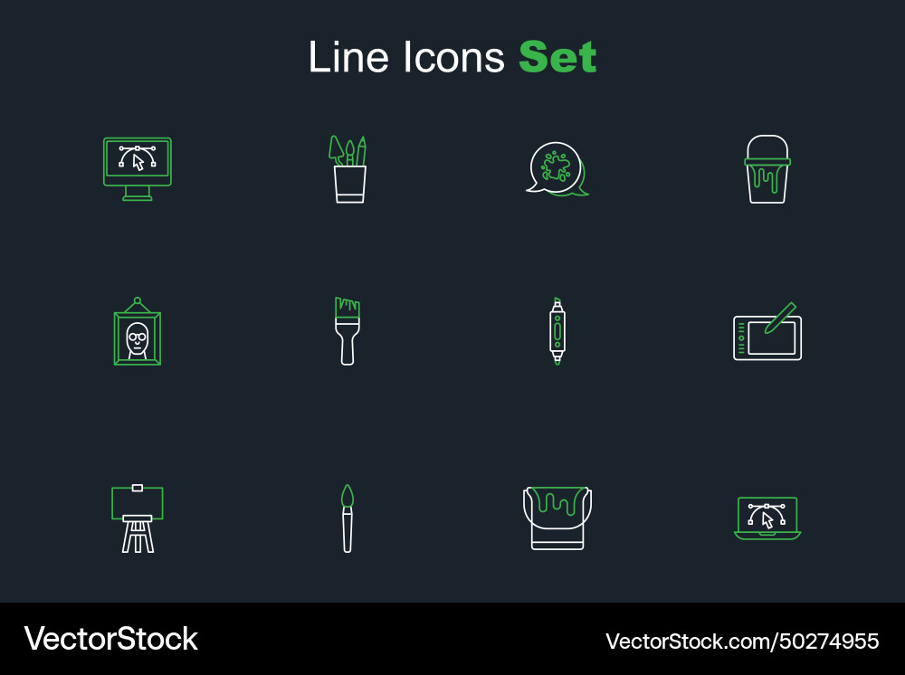 Set line computer with design program paint Set line computer with design program paint vector image