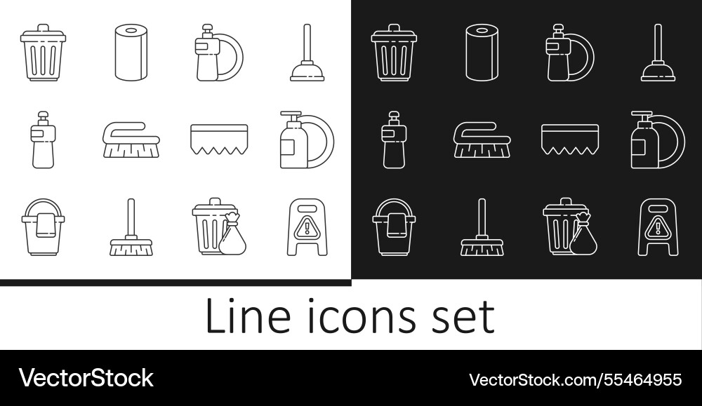 Set line wet floor and cleaning in progress Set line wet floor and cleaning in progress vector image