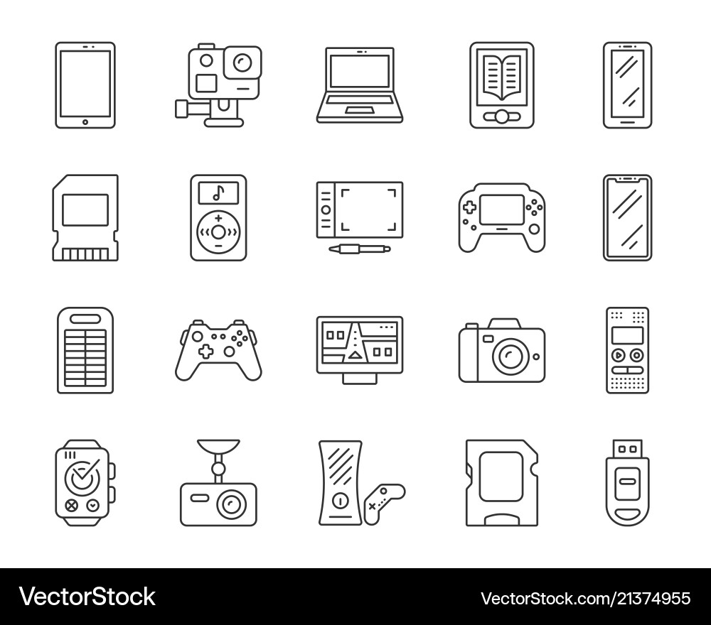 Simple Device Line Icons vector image