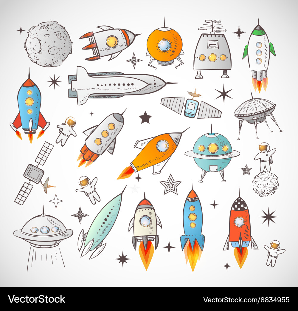 Sketchy Space Objects vector image