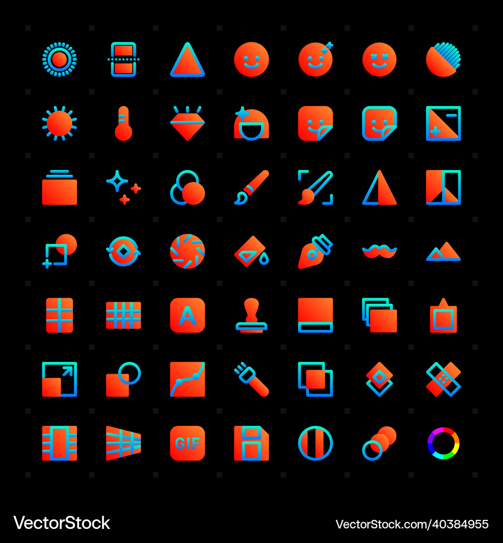 Thin line image editing icons Thin line image editing icons vector image